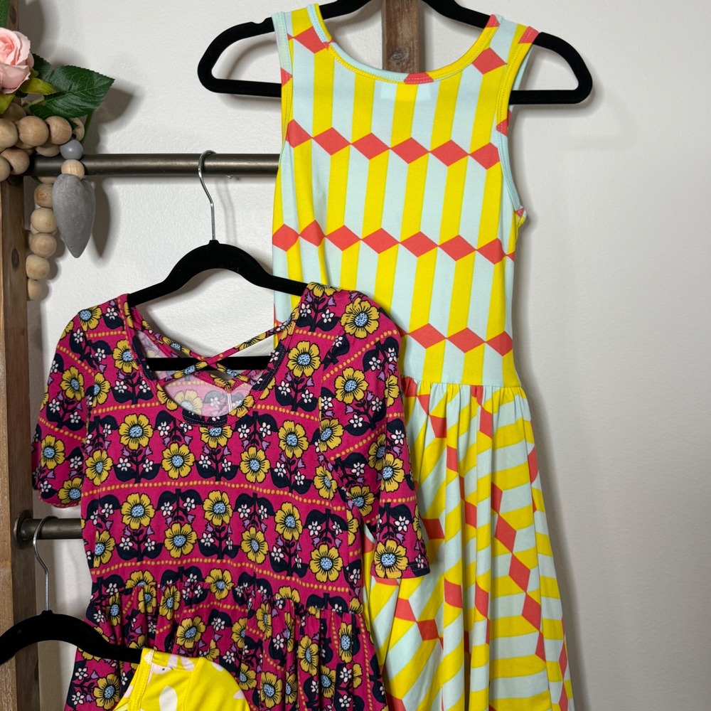 Dot Dot Smile Girls 3 Piece Dress Bundle Easter Bunny Floral Geometric Size 5-6 - Picture 8 of 10